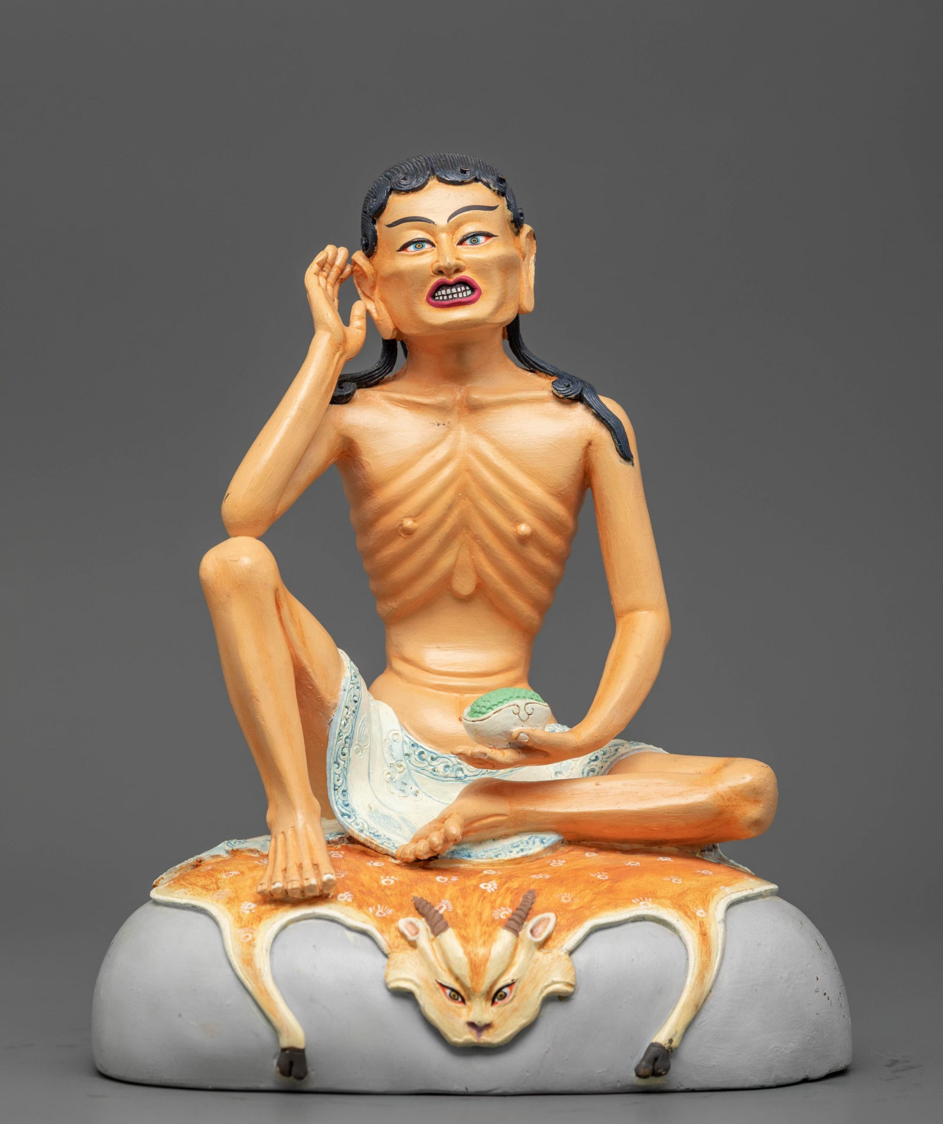 Tibet's Milarapa, Acrylic Painted Exquisite Copper Statue - Mangal Handicrafts